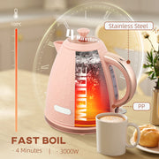 3kW Rapid Boil Electric Kettle With Honeycomb Design Ideal For Fast Brewing, Light Pink