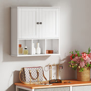 Wall Mounted Bathroom Cabinet With Adjustable Shelf And Open Storage Compartments White