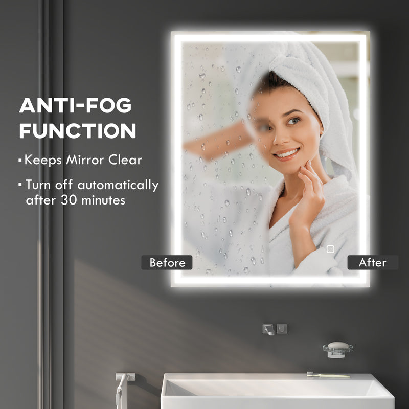 LED Bathroom Mirror With Dimmable Light Anti Fog and Smart Touch for Makeup Use Grey