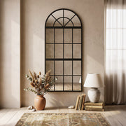 Hallway Wall Mirror Set 3 Piece Arched Design to Brighten and Open Up Spaces Black Homcom
