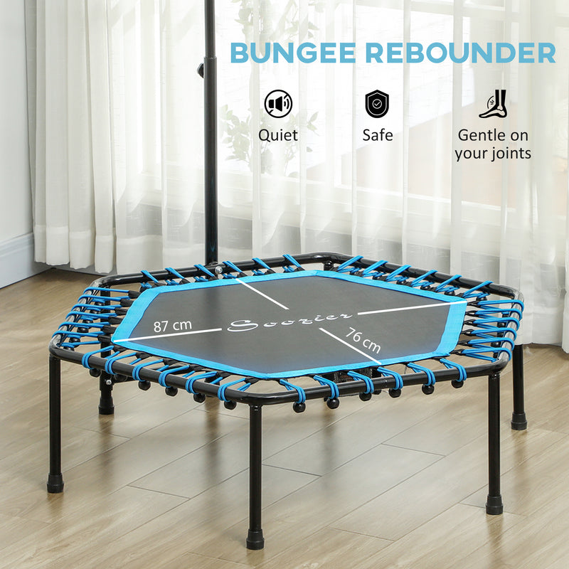 Adjustable Fitness Rebounder Trampoline With LED Lights For Low Impact Workouts Blue AOSOM