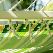 Double Garden Hammock with Adjustable Steel Stand and Pillow for Patio or Beach Green Stripes AOSOM