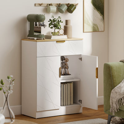 Modern Sideboard Storage Cabinet with Drawer and Adjustable Shelf for Home Use White