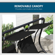 2 Seater Garden Swing Chair With Adjustable Canopy For Relaxing Outdoors Black
