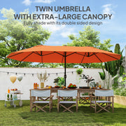 Orange 4.6m Double Sided Garden Parasol UV Protection Outdoor Shade by Outsunny
