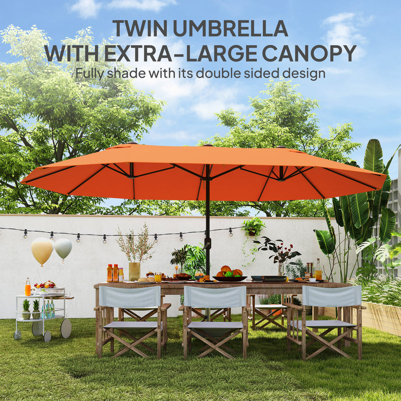 Orange 4.6m Double Sided Garden Parasol UV Protection Outdoor Shade by Outsunny