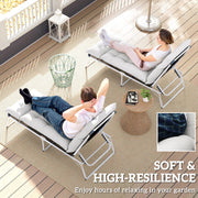 Light Grey Sun Lounger Cushions Set of 2 Thick Replacement Pads with Ties UPF20+ by Outsunny