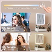 Rechargeable LED Makeup Vanity Mirror with Touch Controls and 180 Degree Rotation White AOSOM