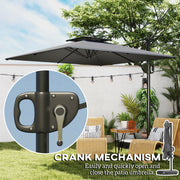 Dark Grey 3m Quare Cantilever Parasol with Weighted Base Hanging Garden Umbrella by Outsunny