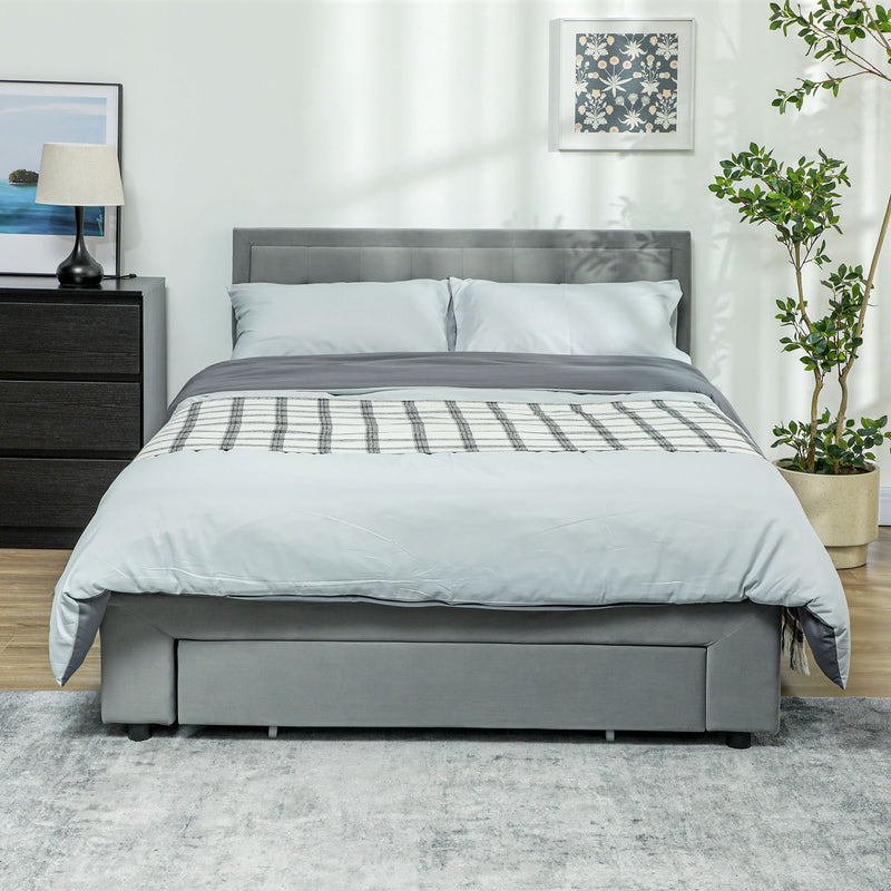 Double Ottoman Bed Frame With Storage Drawer Ideal For Bedrooms Grey