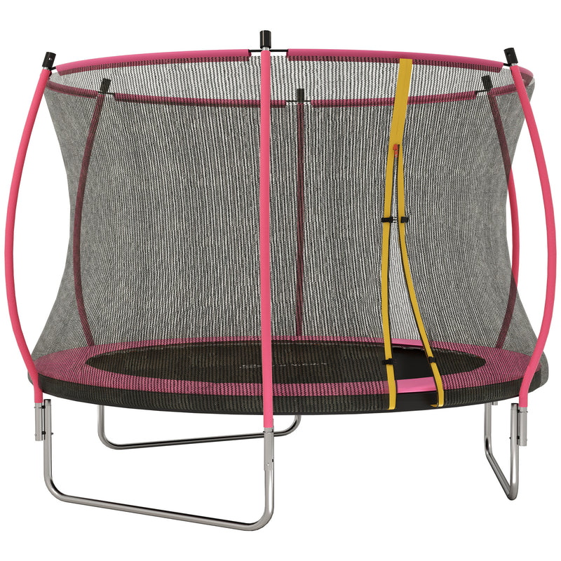 10ft Garden Trampoline with Safety Net for Family Outdoor Play Pink AOSOM