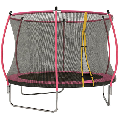 10ft Garden Trampoline with Safety Net for Family Outdoor Play Pink AOSOM