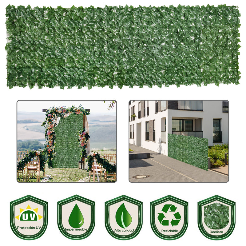 Dark Green 2 Piece Artificial Leaf Privacy Fence Screen For Garden Or Balcony 3M x 1M