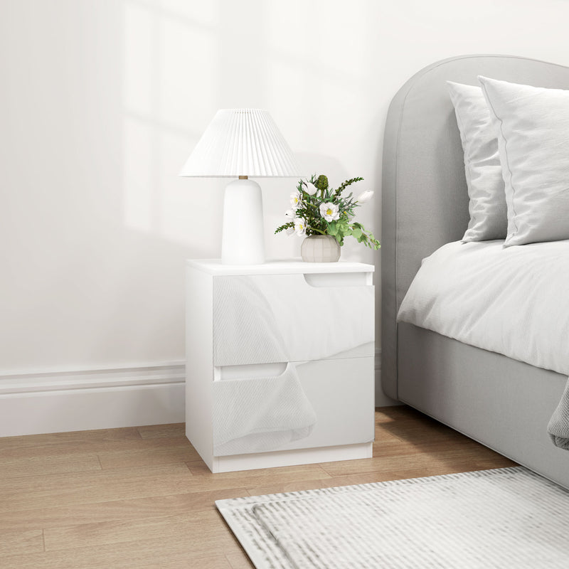 Bedroom Storage Set with 4 Drawer Chest and 2 Bedside Tables for a Tidy Room White