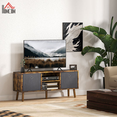 Rustic Brown TV Cabinet Stand for TVs up to 50 Inches with Foldable Drawers by HOMCOM