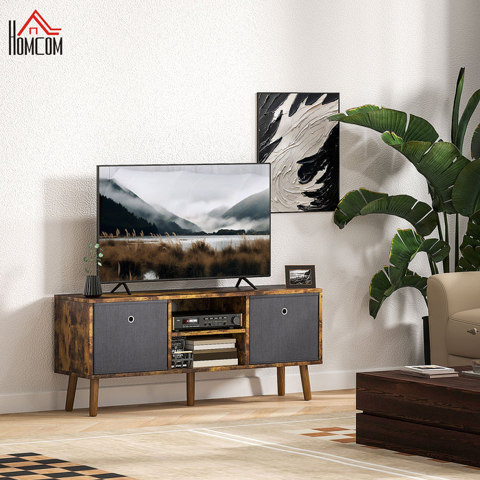 Rustic Brown TV Cabinet Stand for TVs up to 50 Inches with Foldable Drawers by HOMCOM
