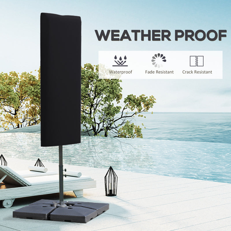 Black Garden Parasol Cover Weatherproof Outdoor Umbrella Protector With Rod and Zipper by Outsunny