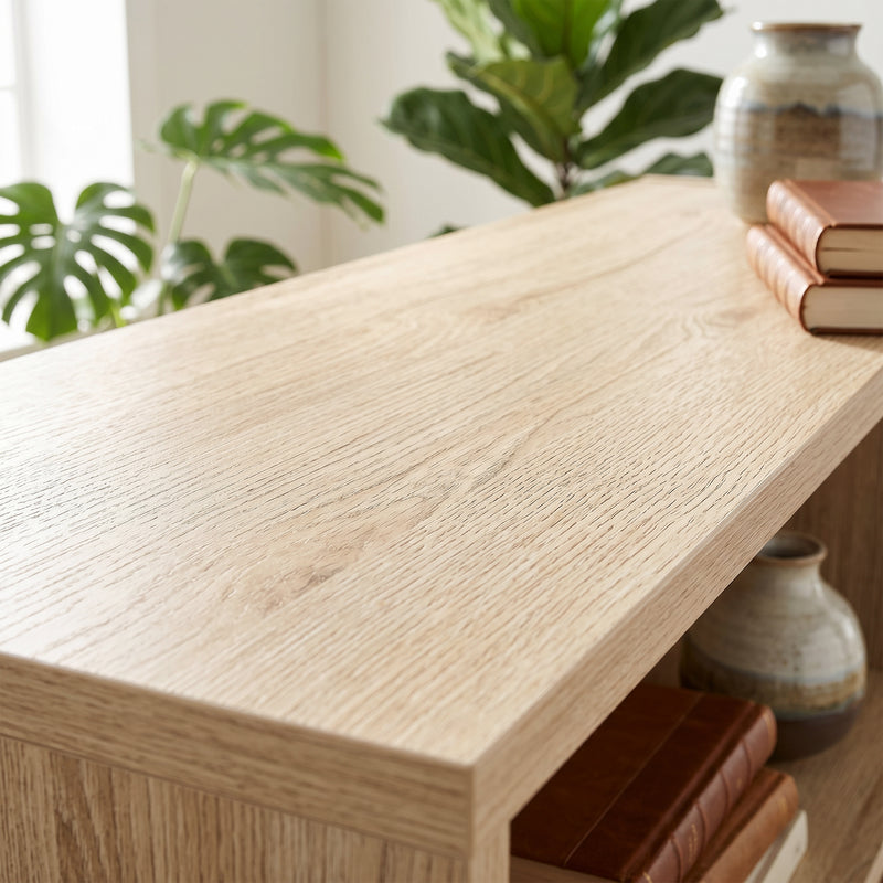 Tall Bookshelf with Adjustable Shelves for Living Room or Office Organisation Oak Wood Effect
