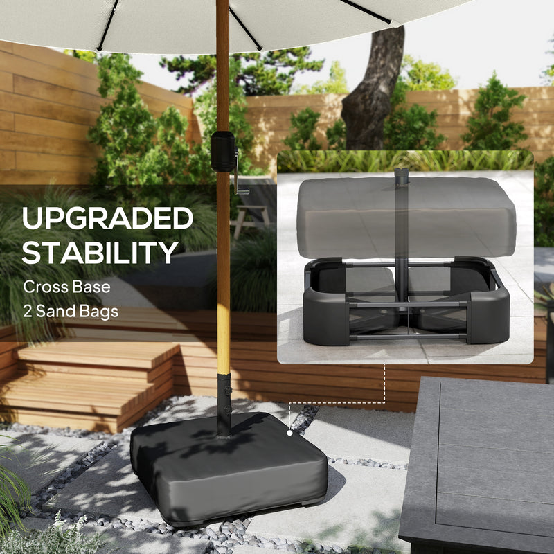 Double Garden Parasol with Lights Extra-Large Double Canopy for Garden Gatherings, Cream White