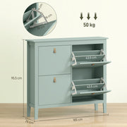 Green Modern 4 Drawer Shoe Cabinet with Ample Storage for Hallways by HOMCOM