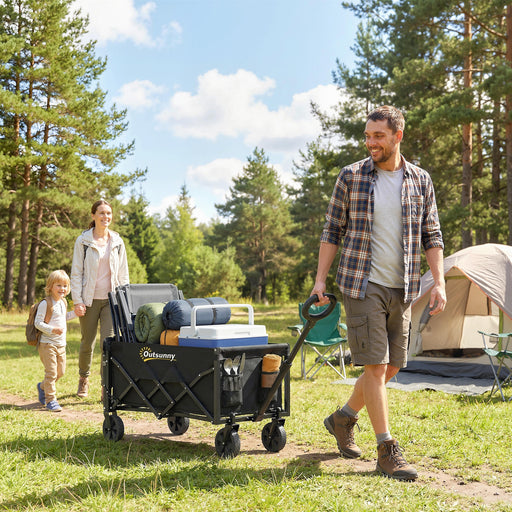 Folding Festival and Camping Trolley for Heavy Loads with Adjustable Handle Black Outsunny