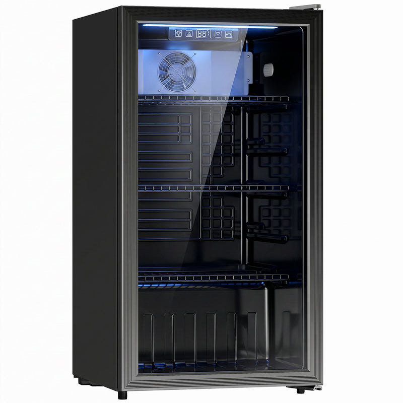 Drinks Fridge for Chilled Cans with Adjustable Shelves and Quiet Operation Black