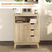 Small Wooden Sideboard with Drawers and Adjustable Shelf in Natural Finish