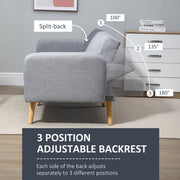 Light Grey Three Seater Sofa Bed with Split Back by HOMCOM