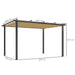 Khaki 3 x 4m Aluminium Pergola with Retractable Roof for Garden and Patio by Outsunny