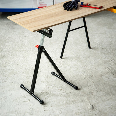Adjustable Roller Stand for Steady Woodworking Support in Workshops and Garages Black Silver AOSOM