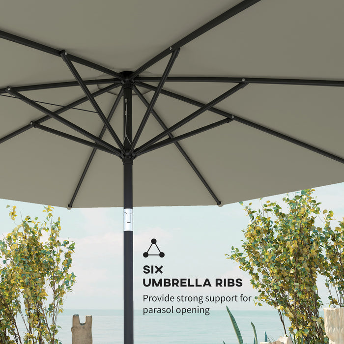 Light Grey 2.7M Garden Parasol Umbrella With Tilt and Crank by Outsunny