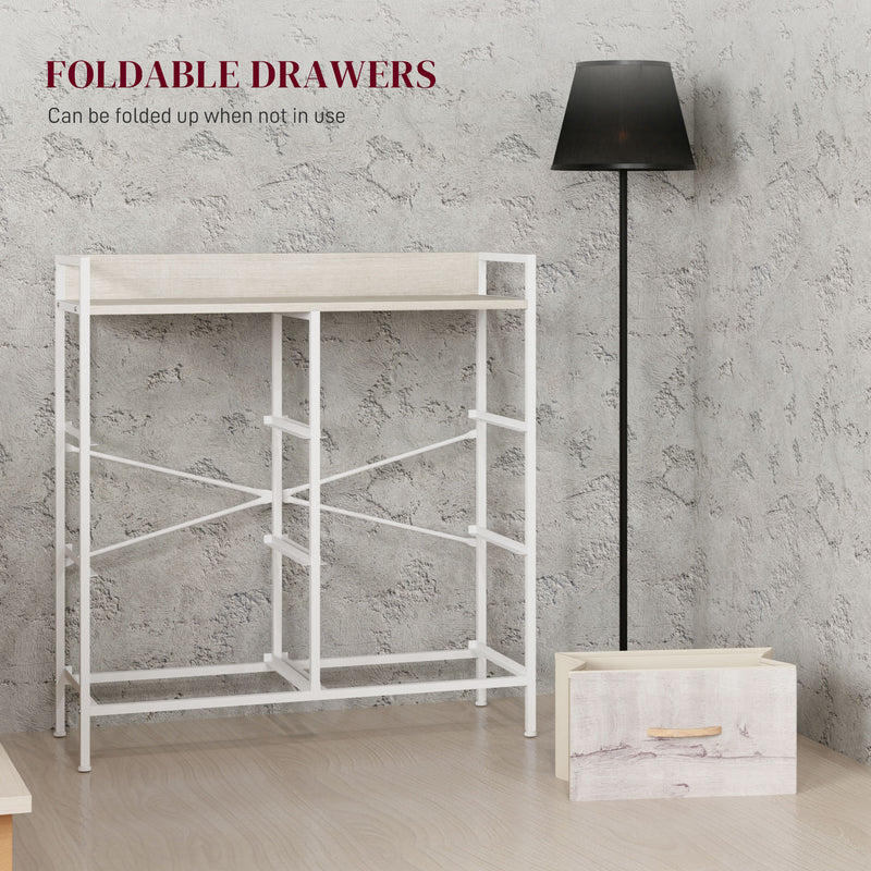 Rustic Wooden Chest with Six Fabric Drawers for Bedroom or Living Room Storage