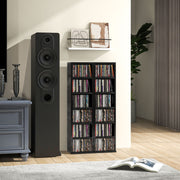 Set of 2 Tall CD Storage Shelves for Media Organisation with High Gloss Finish Black