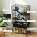 5 Level Rolling Small Animal Cage with Non Slip Ramps and Deep Tray Dark Grey by PawHut