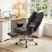 Ergonomic Office Chair With Recline and Footrest for All Day Back Support Black Homcom