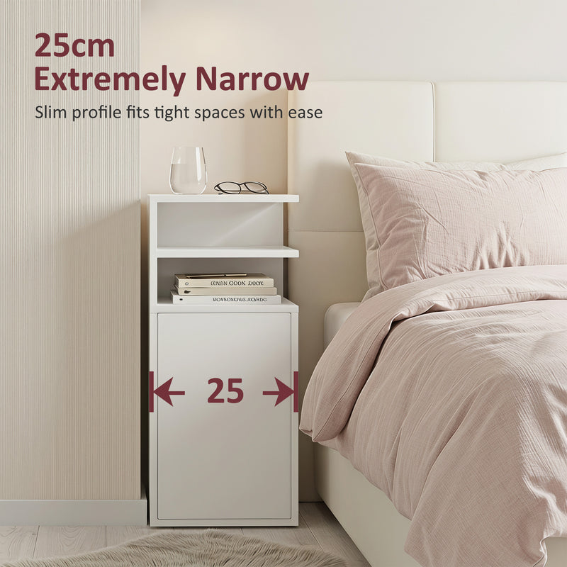 Slim Bedside Tables Set of 2 with Storage for Small Bedrooms