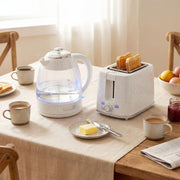 1.7L Rapid Boil Kettle and 2 Slice Toaster Set With Browning Control Cream AOSOM