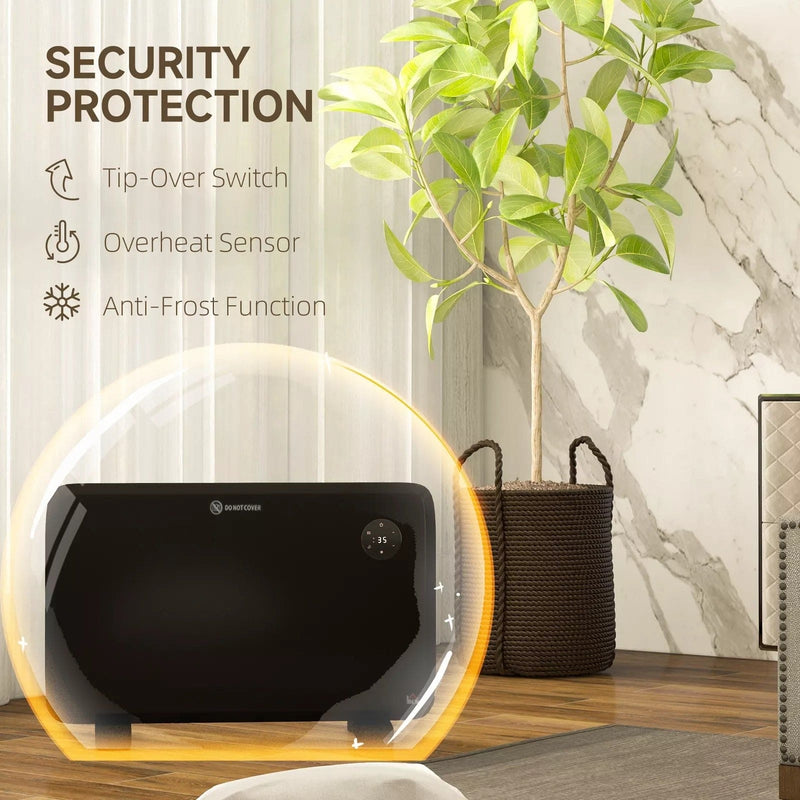 Image of a 1.2kW Convector Heater With Thermostat and Timer - Black