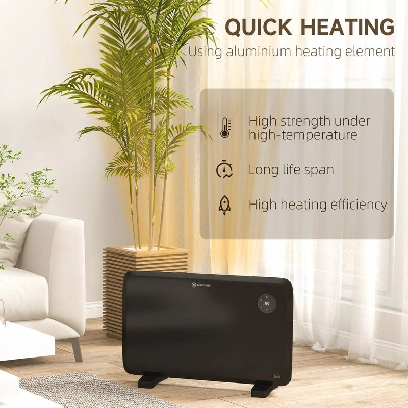 Image of a 1.2kW Convector Heater With Thermostat and Timer - Black