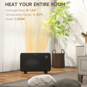 Image of a 1.2kW Convector Heater With Thermostat and Timer - Black
