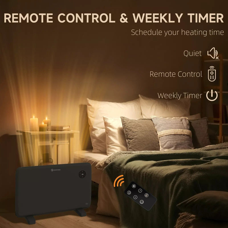 Image of a 1.2kW Convector Heater With Thermostat and Timer - Black