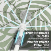 1.8m Beach Parasol with Adjustable Tilt and UPF30 Sun Protection for Beach or Garden Outsunny