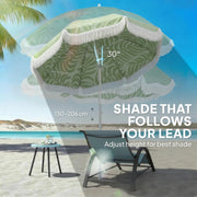1.8m Beach Parasol with Adjustable Tilt and UPF30 Sun Protection for Beach or Garden Outsunny