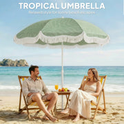 1.8m Beach Parasol with Adjustable Tilt and UPF30 Sun Protection for Beach or Garden Outsunny