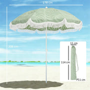 1.8m Beach Parasol with Adjustable Tilt and UPF30 Sun Protection for Beach or Garden Outsunny