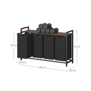 Laundry Sorter with 4 Removable Pull Out Bags for Clothes and Towels by Vasagle