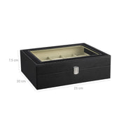 10 Slot Watch Box Organizer with Glass Lid and Soft Velvet Lining by Songmics