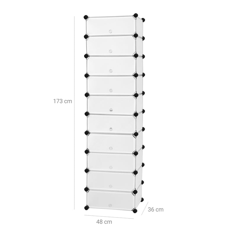 10 Tier Cube Storage Organiser with Modular Shelves for Home or Office by Songmics