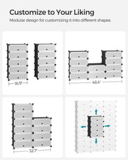 Feature panel showing four alternative layouts the same modular panels can be built into