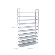 Dimensions diagram showing the rack at 100 by 29 by 175 centimetres